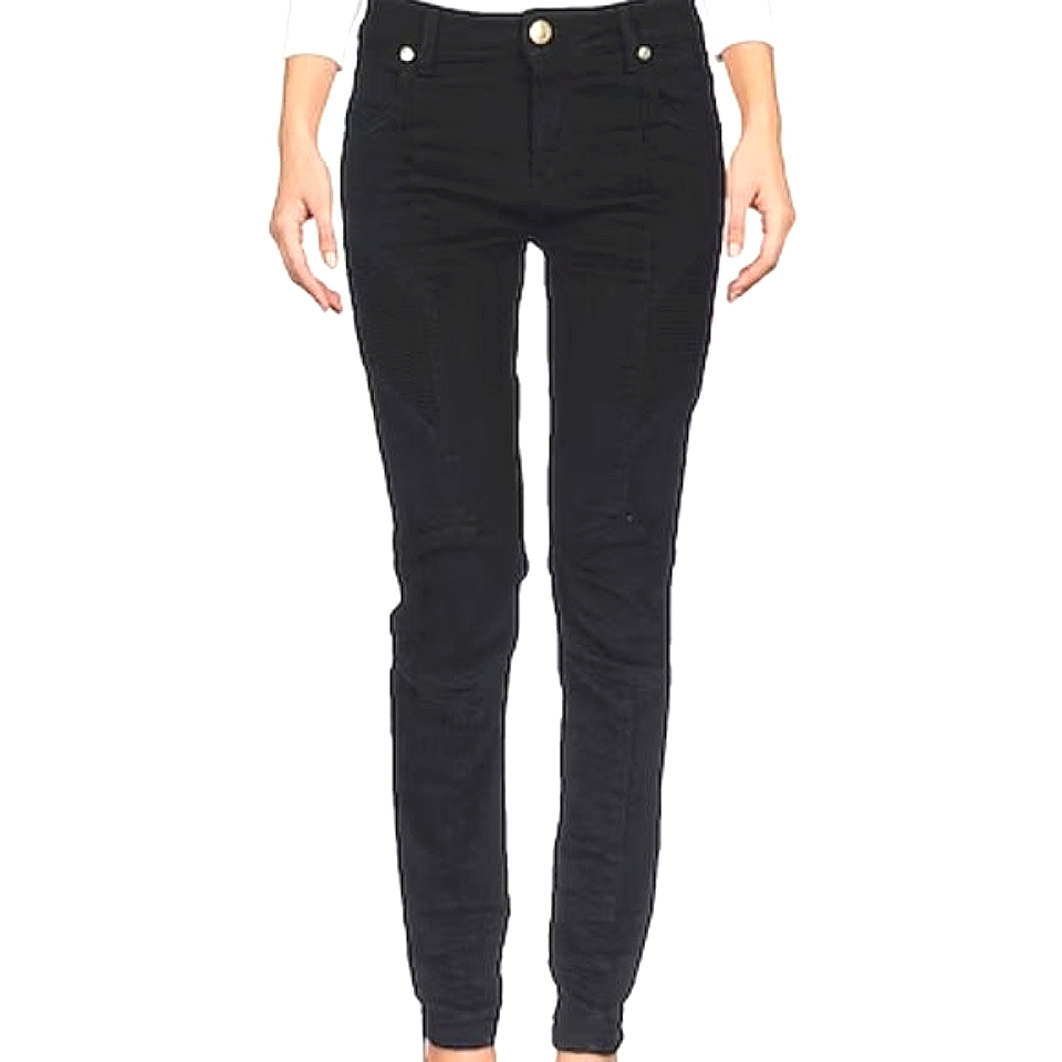 Pierre Balmain Black Moto Skinny Jeans 26